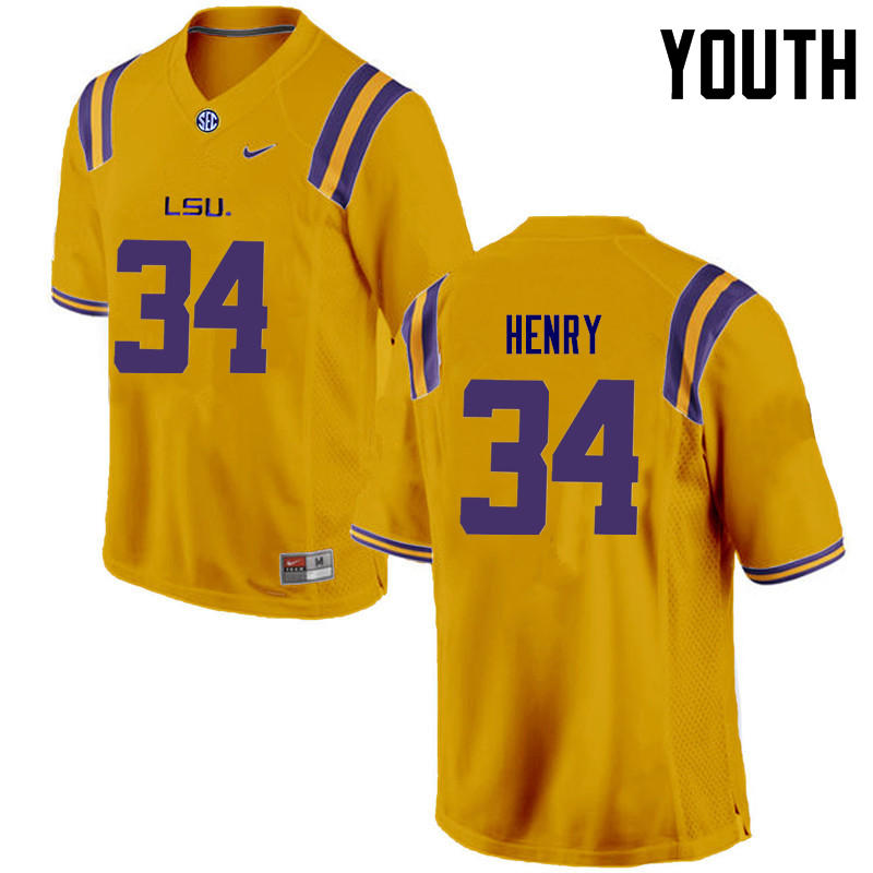 Youth LSU Tigers #34 Reshaud Henry College Football Jerseys Game-Gold